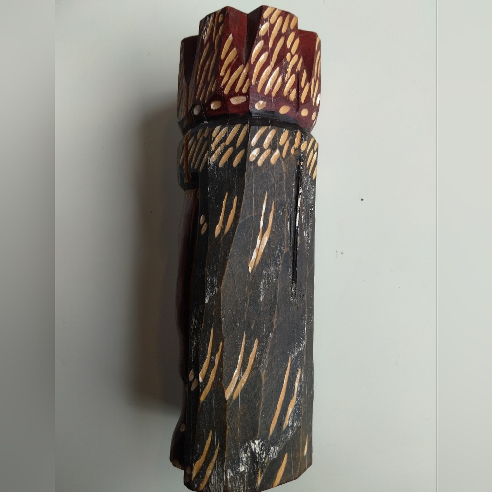 Handcrafted Wooden Tribal Mask 9x3" - Picture 8 of 8